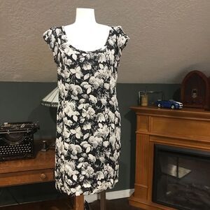 BCBGeneration Floral Midi Dress Black Cream 8